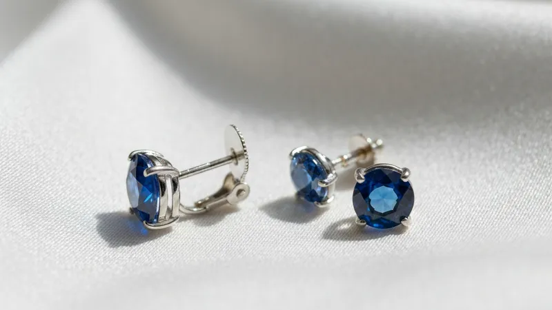 Boucles d'oreilles saphir sertie sur argent massif